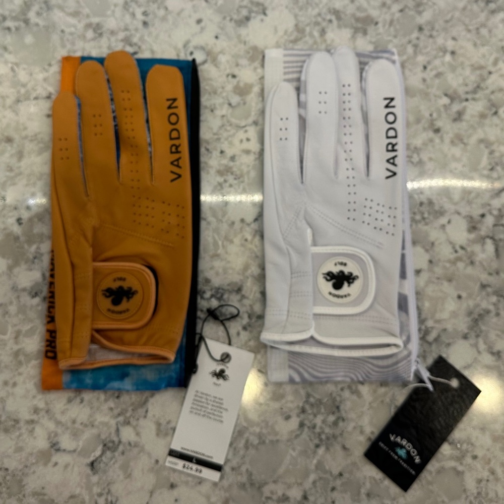 NEW BUNDLE OF 2 VARDON GOLF GLOVES - Left Large L